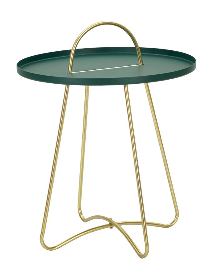 Glam bord i metal, grøn og guldfarvet – 45x59 cm