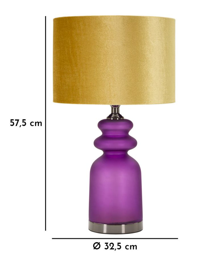 Bordlampe, glas, jern og stof – 32x5x57 cm