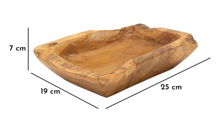 Bakke af teaktræ, 25x19x7 cm