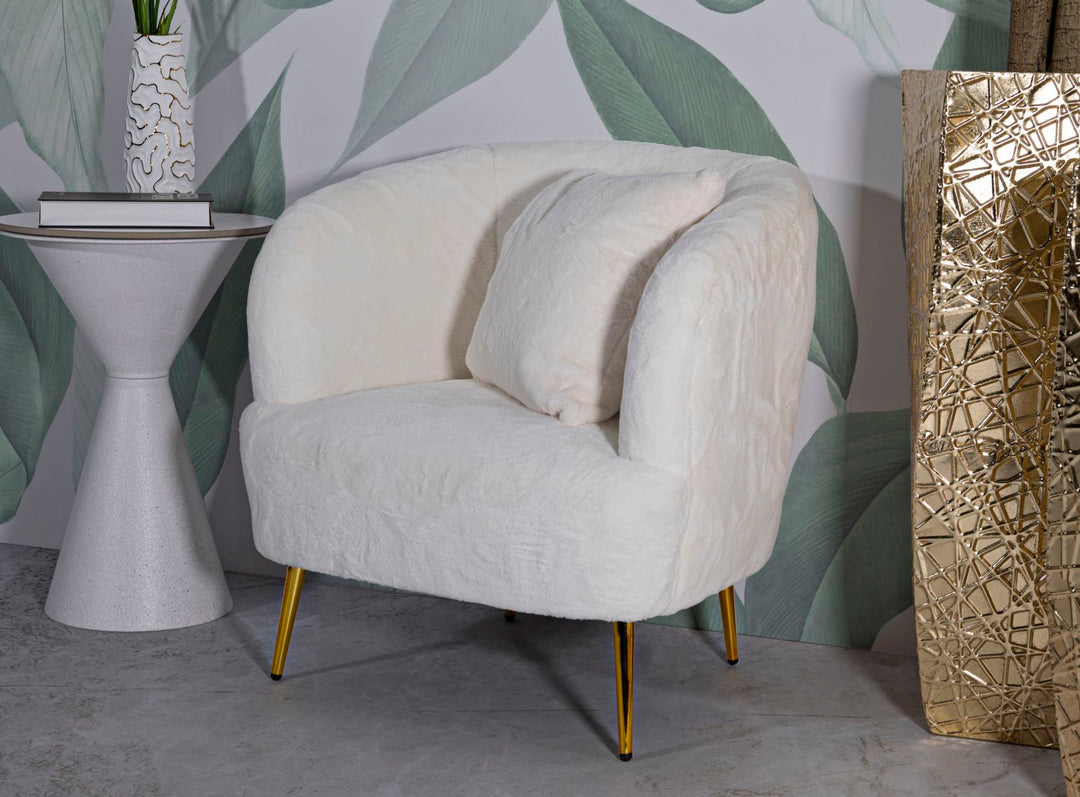 Glam stol i træ, mdf, polyester og metal – 73x66x78 cm