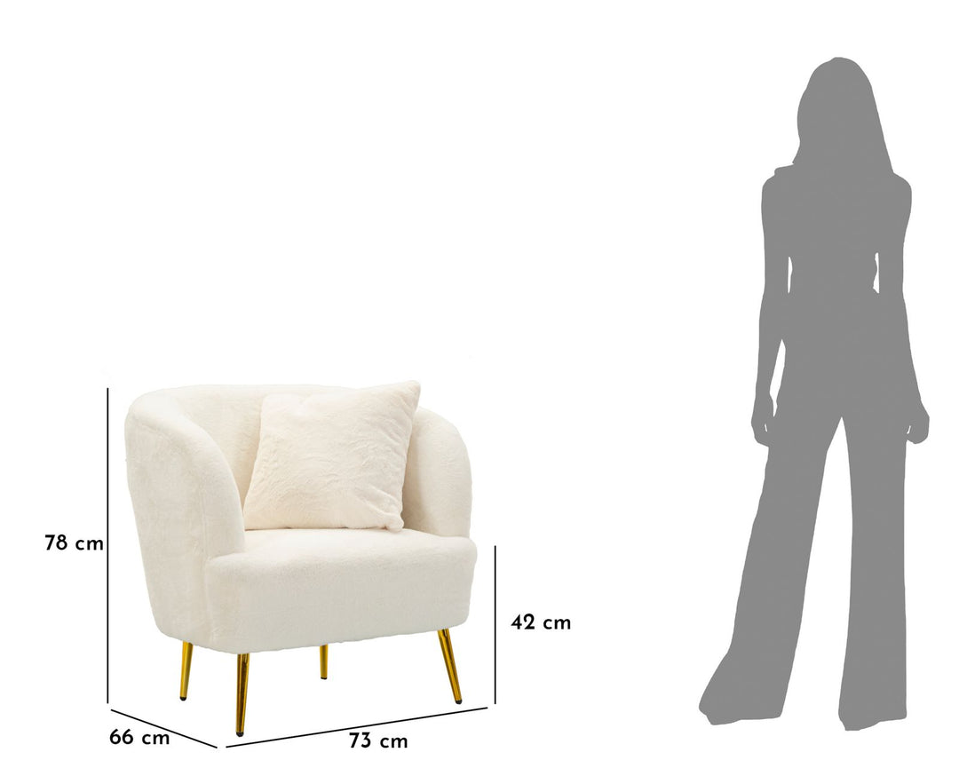 Glam stol i træ, mdf, polyester og metal – 73x66x78 cm