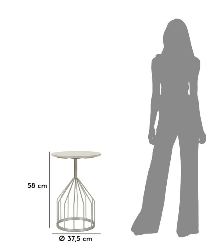 Glam bord i sølvfarve, metal og kunstig marmor – – 37x5x58 cm