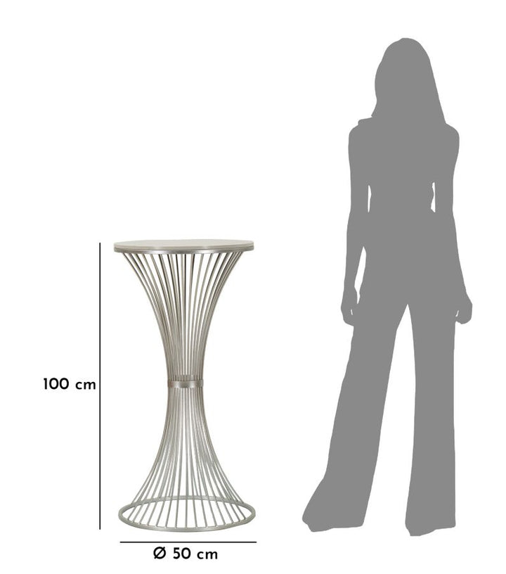 Glam bord i sølvfarve, metal og kunstig marmor – 50x100 cm