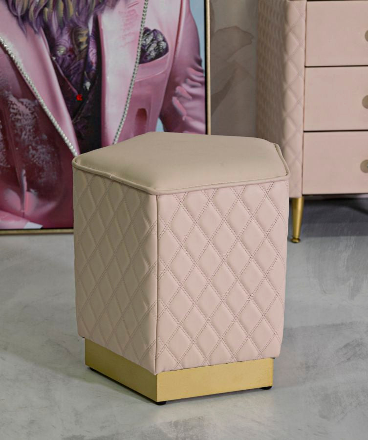 Glam taburet i træ, mdf, metal – 35x35x38 cm