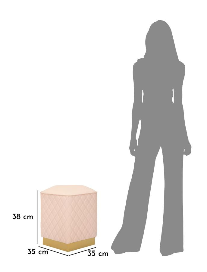 Glam taburet i træ, mdf, metal – 35x35x38 cm