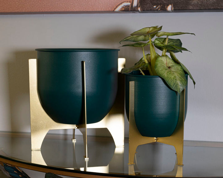 Glam vase i guldfarve af jern – 24x5x26 19x21 cm