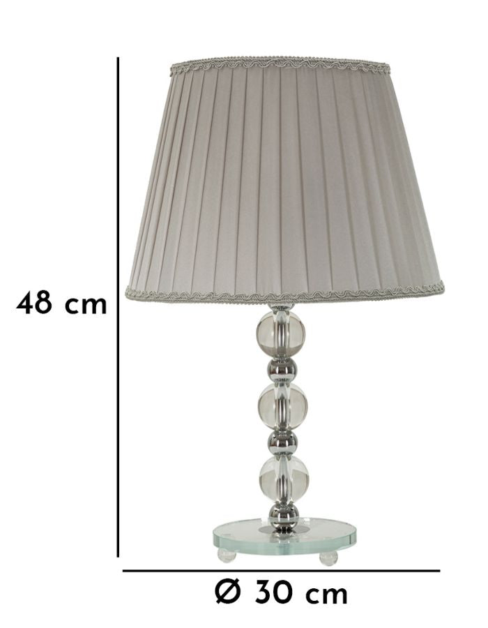 Glam bordlampe i sølvfarve, metal, glas, stof – 30x48 cm
