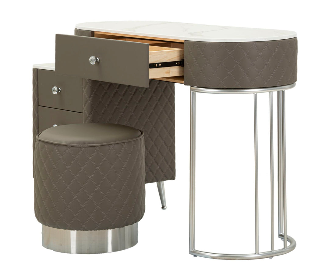 Glam sminkebord med skammel, 120x40x75, 36x39 cm