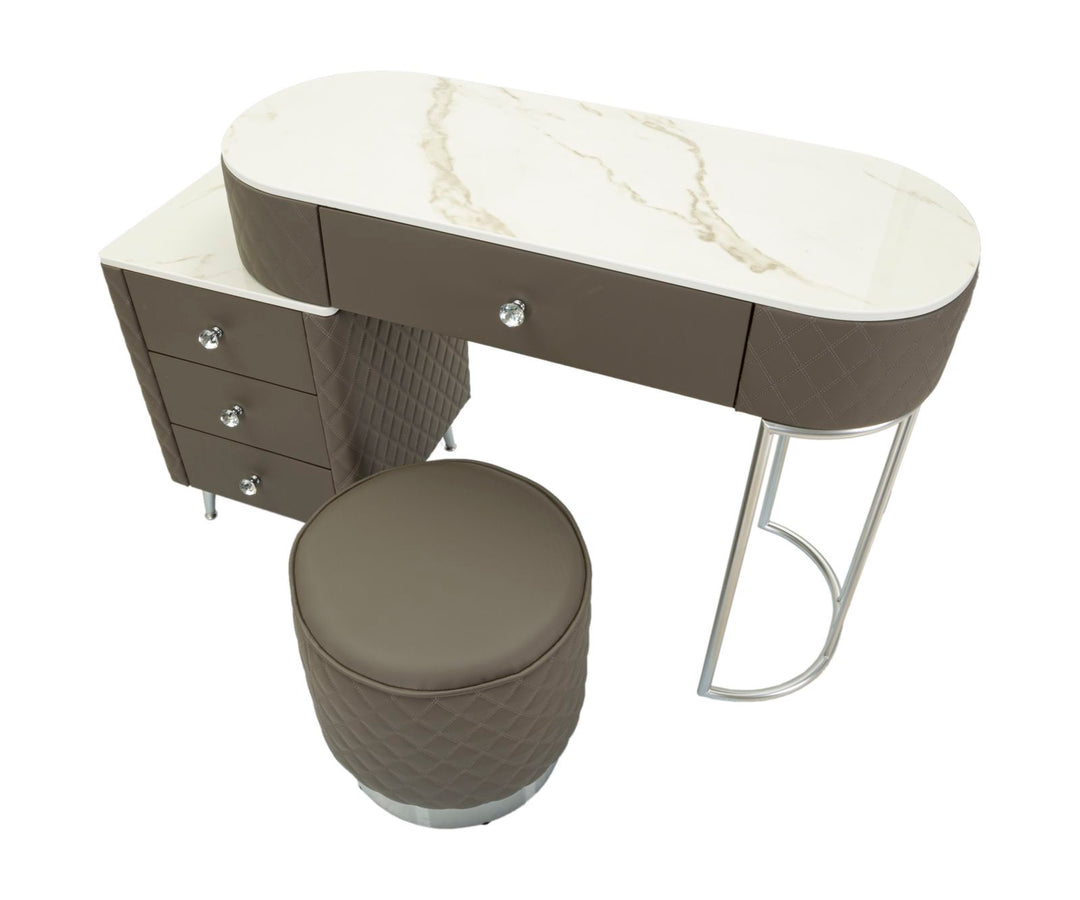 Glam sminkebord med skammel, 120x40x75, 36x39 cm