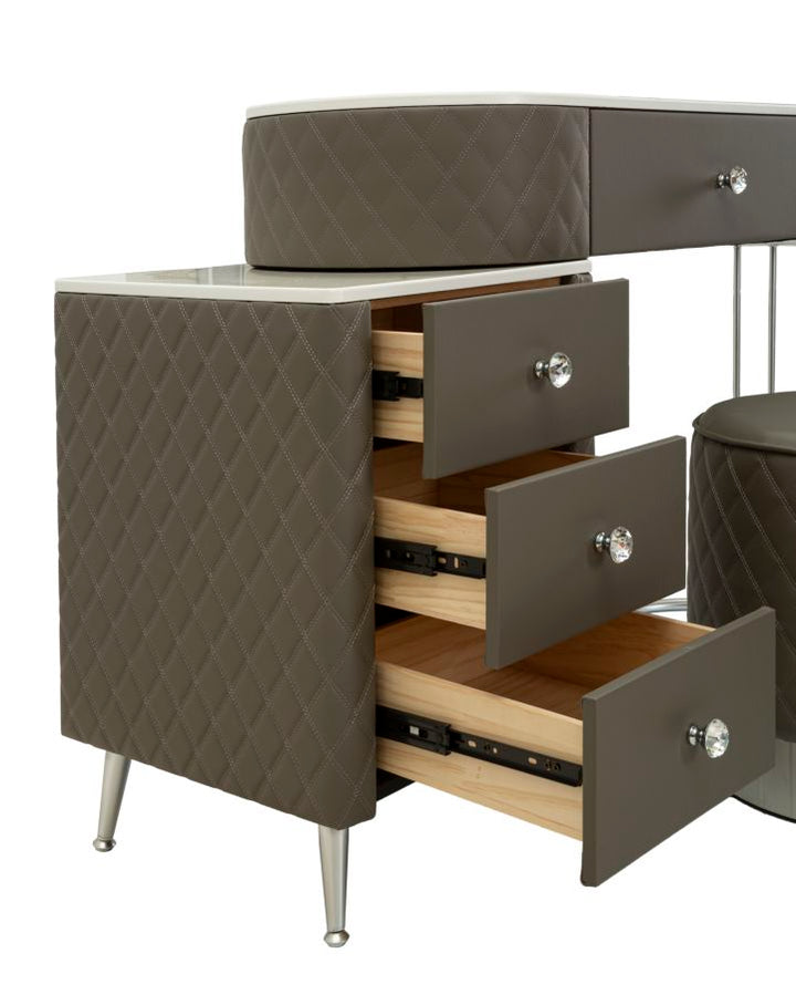 Glam sminkebord med skammel, 120x40x75, 36x39 cm
