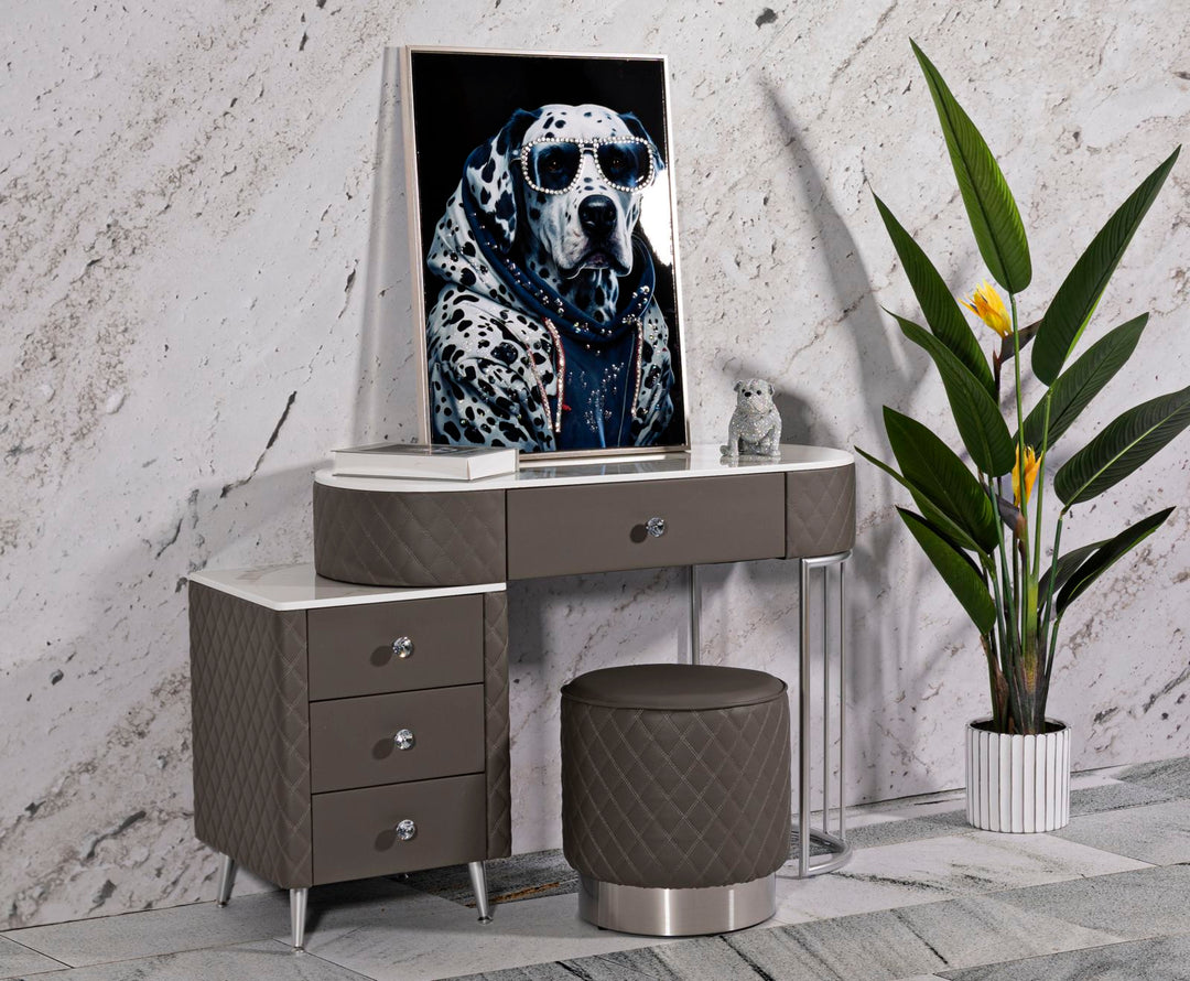 Glam sminkebord med skammel, 120x40x75, 36x39 cm
