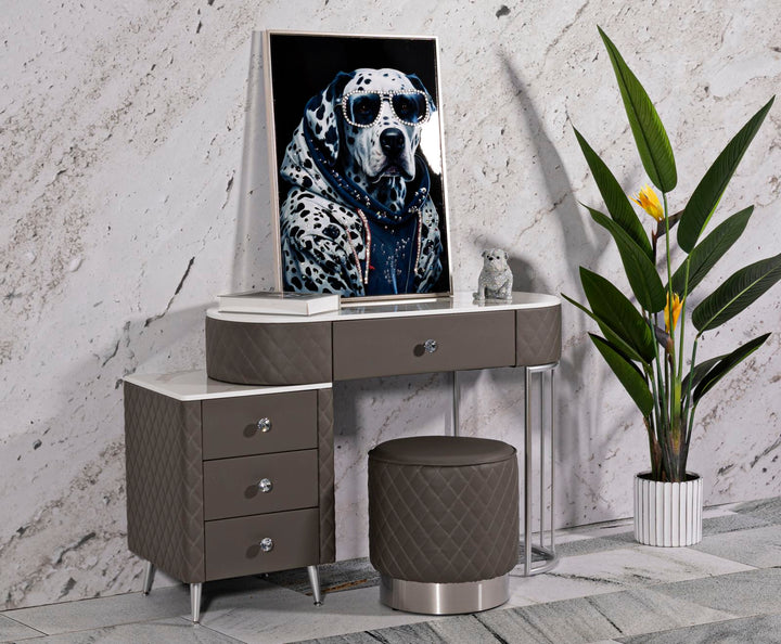 Glam sminkebord med skammel, 120x40x75, 36x39 cm