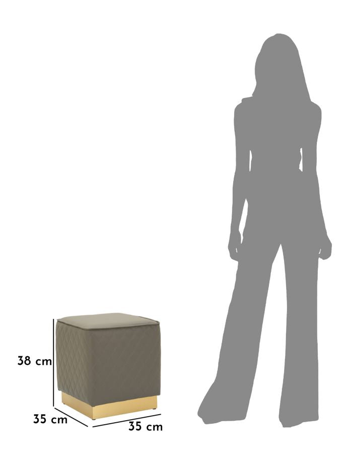Glam taburet i træ, mdf, metal – 35x35x38 cm