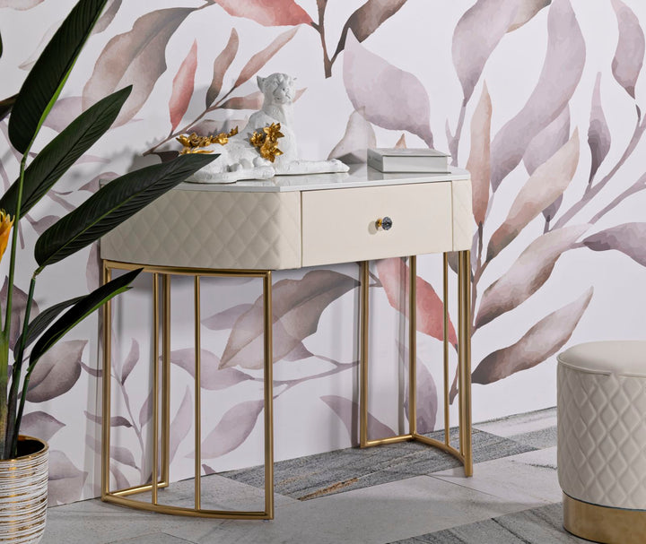Glam konsolbord i træ, mdf, metal – 100x40x75 cm