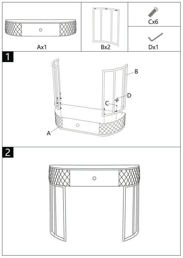 Glam konsolbord i træ, mdf, metal – 100x40x75 cm