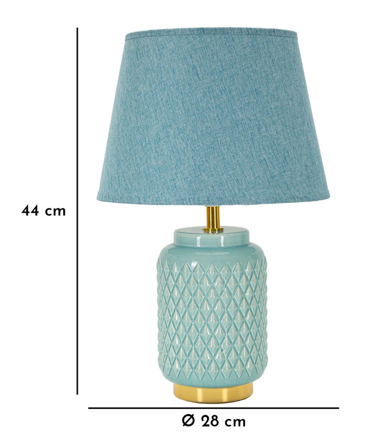 Moderne bordlampe i keramik, metal og stof – 28x44 cm