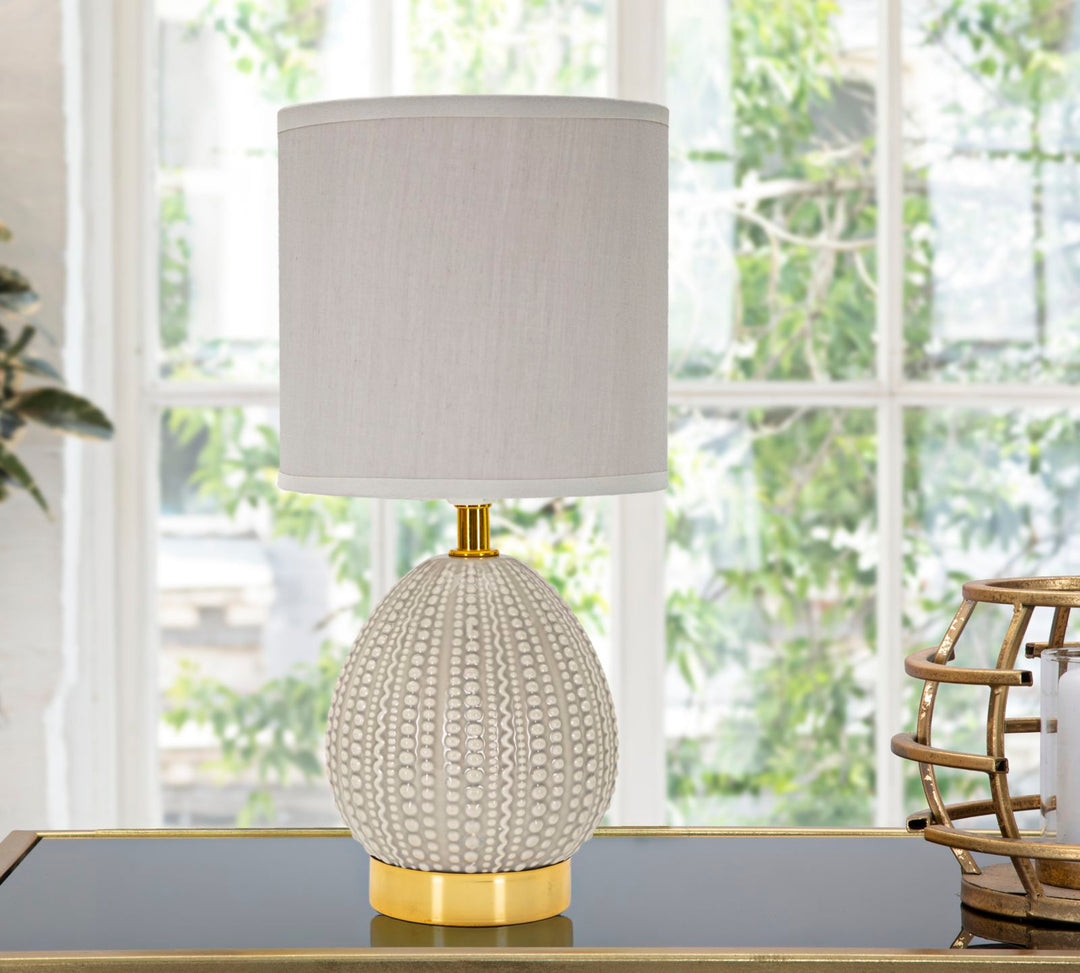 Bordlampe i keramik, jern og stof – 15x30x5 cm