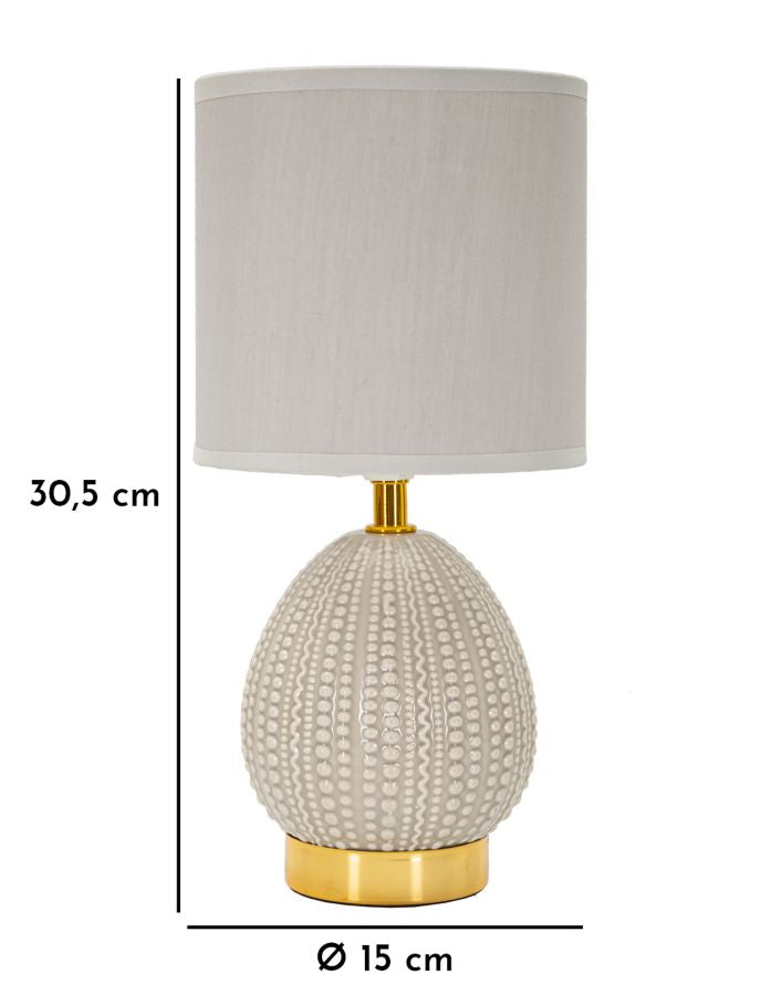 Bordlampe i keramik, jern og stof – 15x30x5 cm