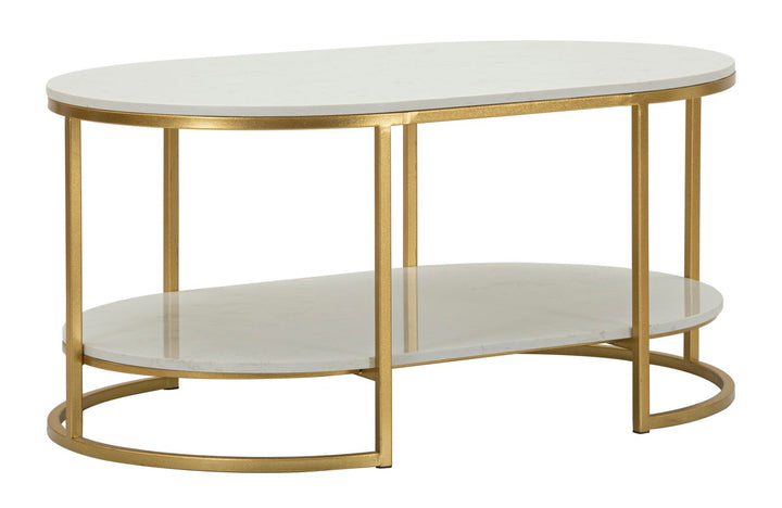 Glam bord i guldfarve, jern og marmor – 90x60x45 cm