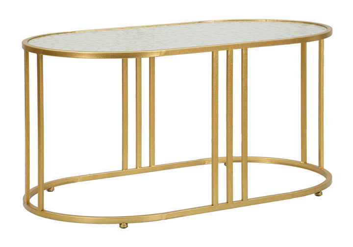 Glam bord i guldfarve i jern og glas – 90x50x45 cm