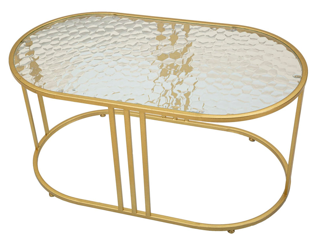 Glam bord i guldfarve i jern og glas – 90x50x45 cm