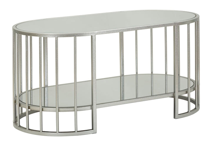 Glam bord i sølv af jern og spejl – 90x50x45 cm