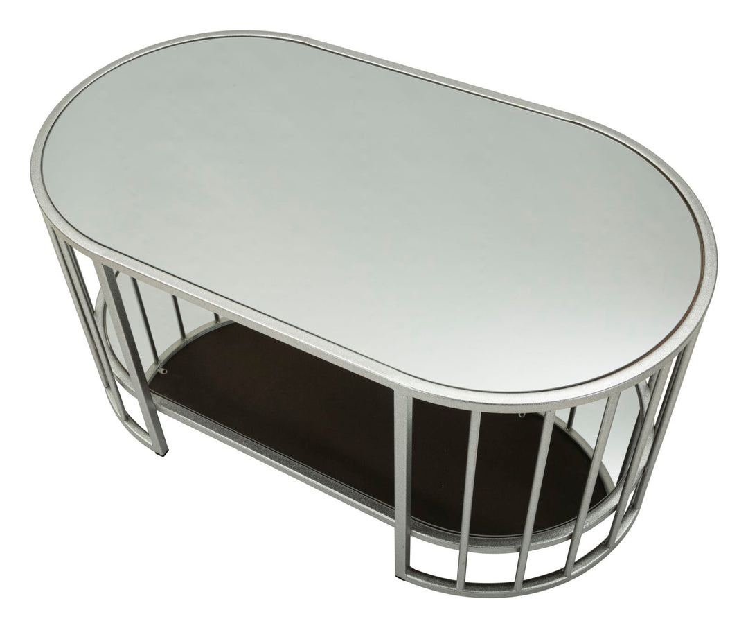 Glam bord i sølv af jern og spejl – 90x50x45 cm