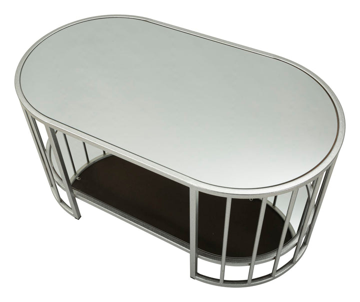 Glam bord i sølv af jern og spejl – 90x50x45 cm