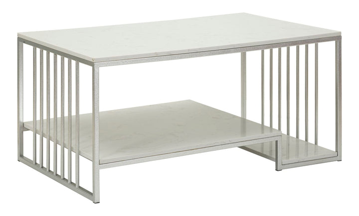 Glam bord i hvid, metal og kunstig marmor – 90x60x45 cm