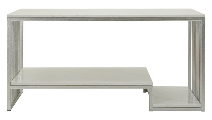 Glam bord i hvid, metal og kunstig marmor – 90x60x45 cm