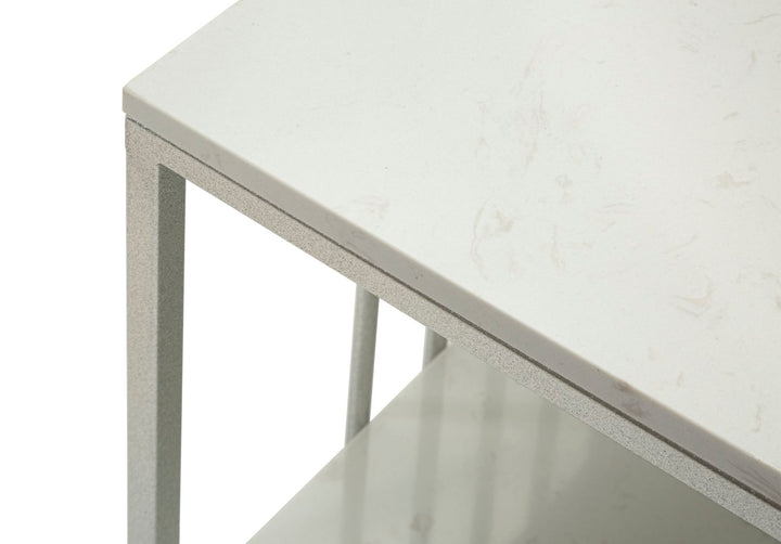 Glam bord i hvid, metal og kunstig marmor – 90x60x45 cm