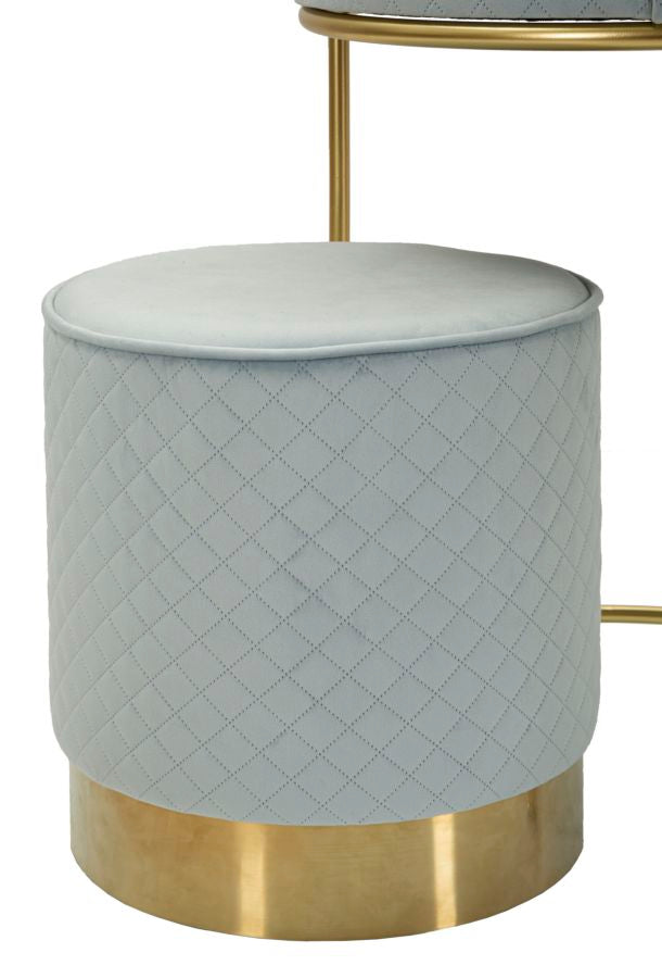Glam bord i fyrretræ, mdf og metal, lyseblå med guldfarve – 52x70 36x39 cm