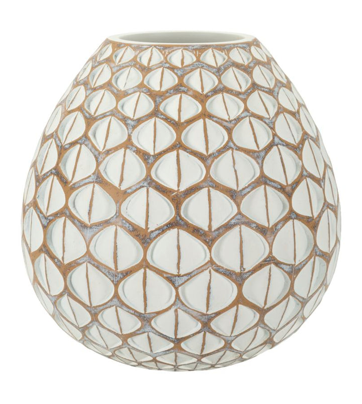 Moderne vase i hvid, polyresin – 27x27 cm