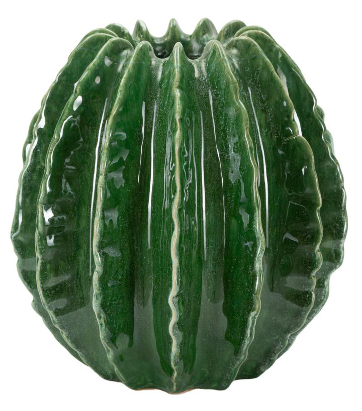 Smuk keramisk vase i grøn farve – 23x5x24 cm