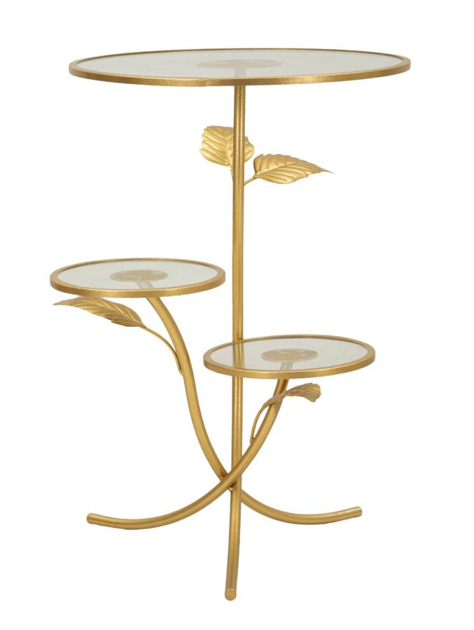 Glam bord i guldfarve, jern og glas – 54x69x5 cm