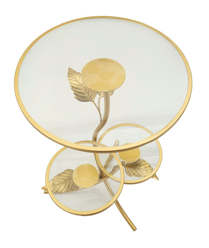 Glam bord i guldfarve, jern og glas – 54x69x5 cm