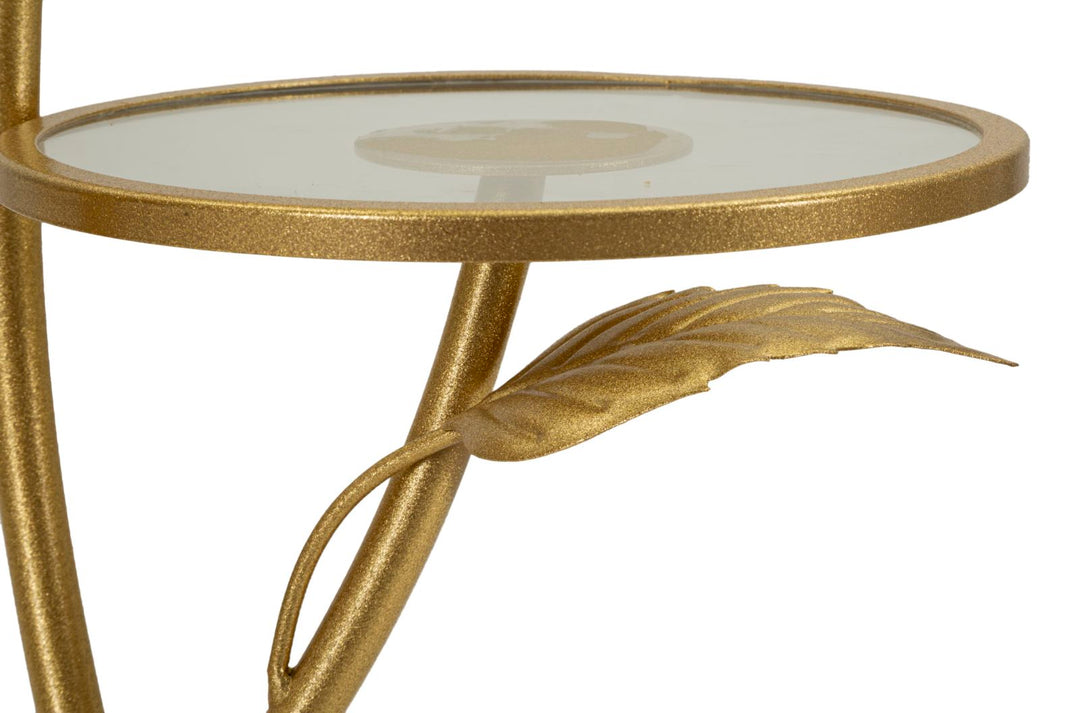 Glam bord i guldfarve, jern og glas – 54x69x5 cm