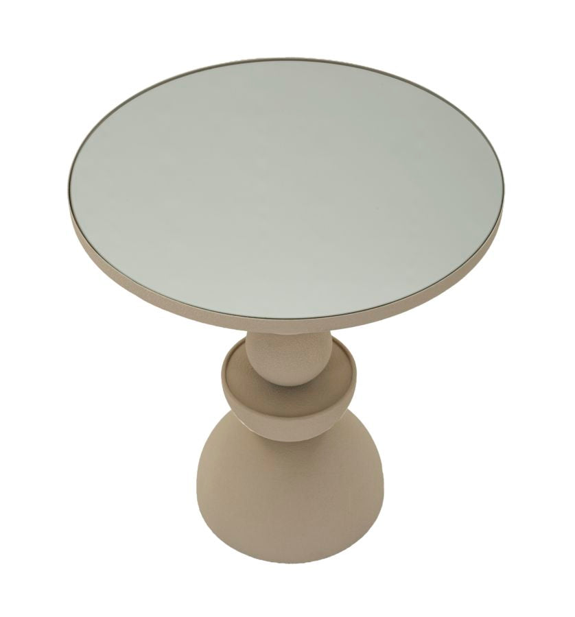 Bord i creme, jern og glas – 45x49x5 cm