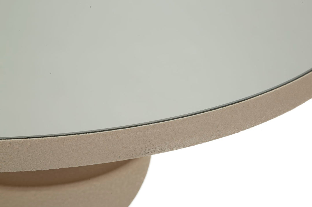 Bord i creme, jern og glas – 45x49x5 cm