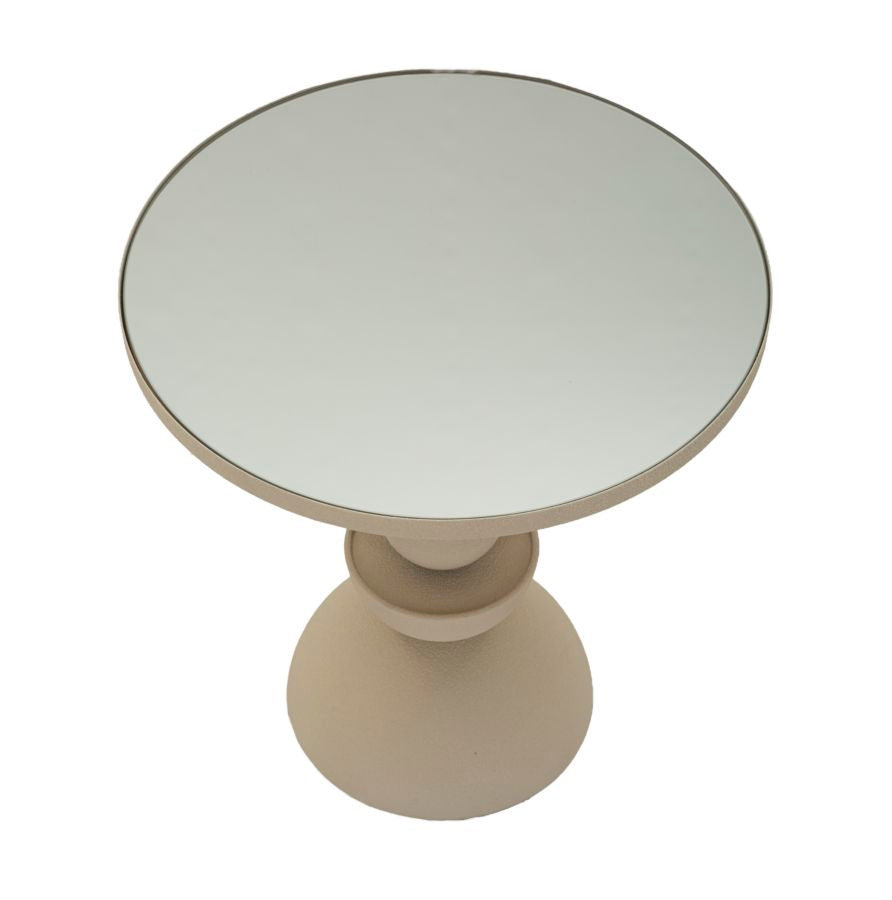 Bord i creme, jern og glas – 40x5x42 cm
