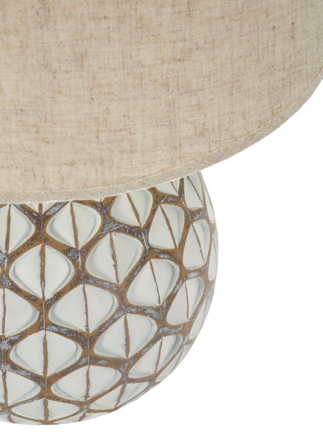 Bord i hvid af polyresin, jern og stof – 35x52 cm