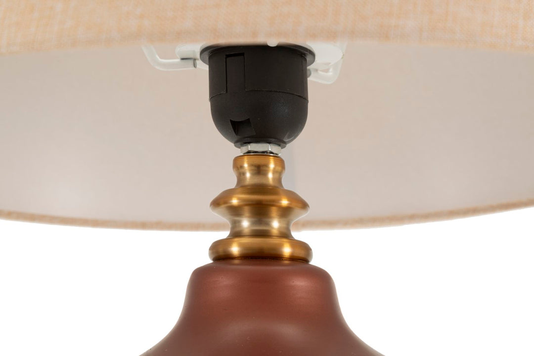 Glam bordlampe i guldfarve af glas, metal og stof – 35x5x65 cm