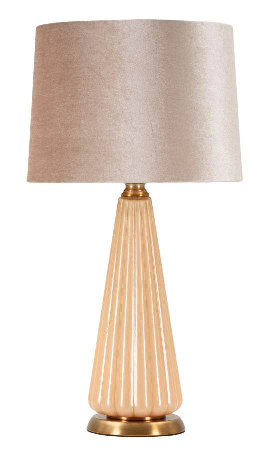 Glam bordlampe i guldfarve, glas, metal og stof – 36x5x68 cm
