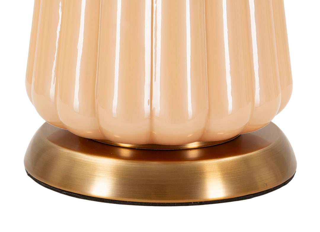 Glam bordlampe i guldfarve, glas, metal og stof – 36x5x68 cm