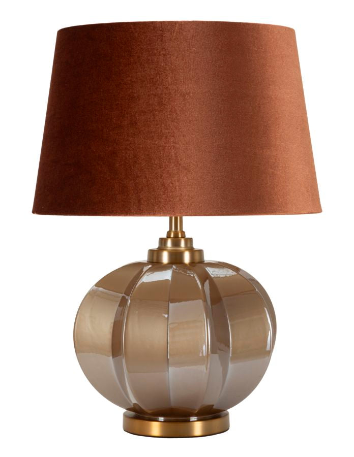 Glam bordlampe i guldfarve, glas, metal og stof – 40x5x57 cm