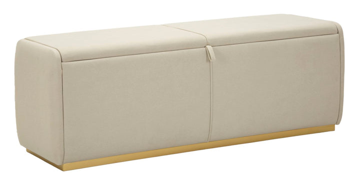 Glam entrébænk i guldfarve, fyrretræ, mdf og metal – 130x45x45 cm