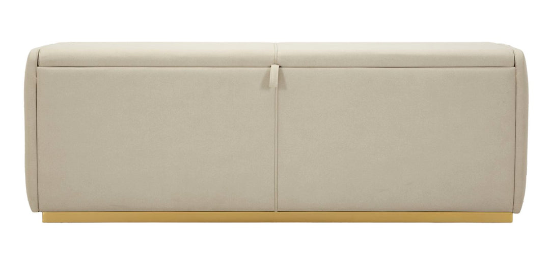 Glam entrébænk i guldfarve, fyrretræ, mdf og metal – 130x45x45 cm