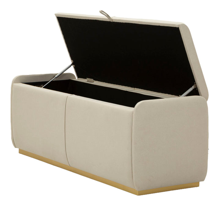 Glam entrébænk i guldfarve, fyrretræ, mdf og metal – 130x45x45 cm
