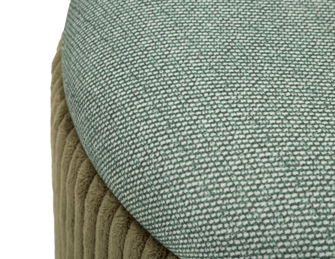 Taburetter i grøn, mdf og polyester – 38x38 32x28 cm
