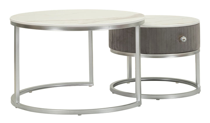Glam bord i sølvfarve, træ, mdf og metal – 70x45 50x40 cm